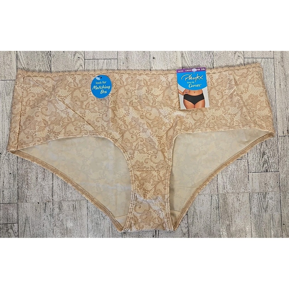 Playtex Cheeky Hipster 2XL Love My Curves Womens Panties Beige Floral